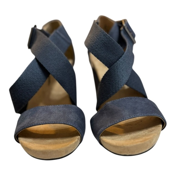 LifeStride Hayden Navy Blue Sandals Size 9 Wedge Heel Open Toe Ankle Strap - Picture 4 of 15